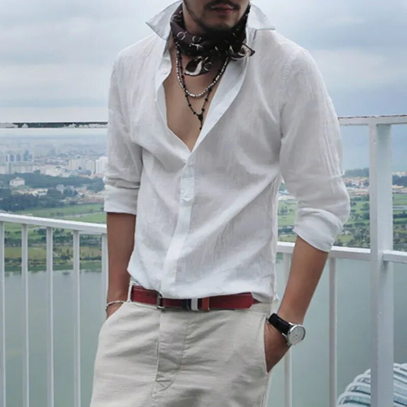 Итальянский мужчина в рубашке. Свободная рубашка мужская. Хлопковая рубашка мужская. Рубашка мужская без воротника. Белая льняная рубашка мужская.