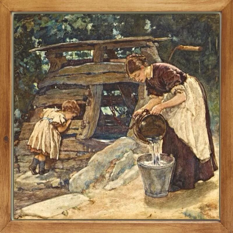 У колодца с добром стояли двое. У колодца с добром стояли двое. У плетня константин иванович трутовский. Иллюстрация к рассказу сыновья осеева. Встреча у колодца.