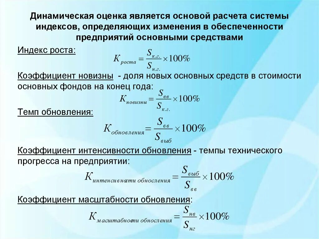 Изменение показателя в процентах. Коэффициент роста основных средств формула. Индекс роста основных фондов формула. Коэффициент роста основных фондов формула. Коэффициент интенсивности основных средств формула.