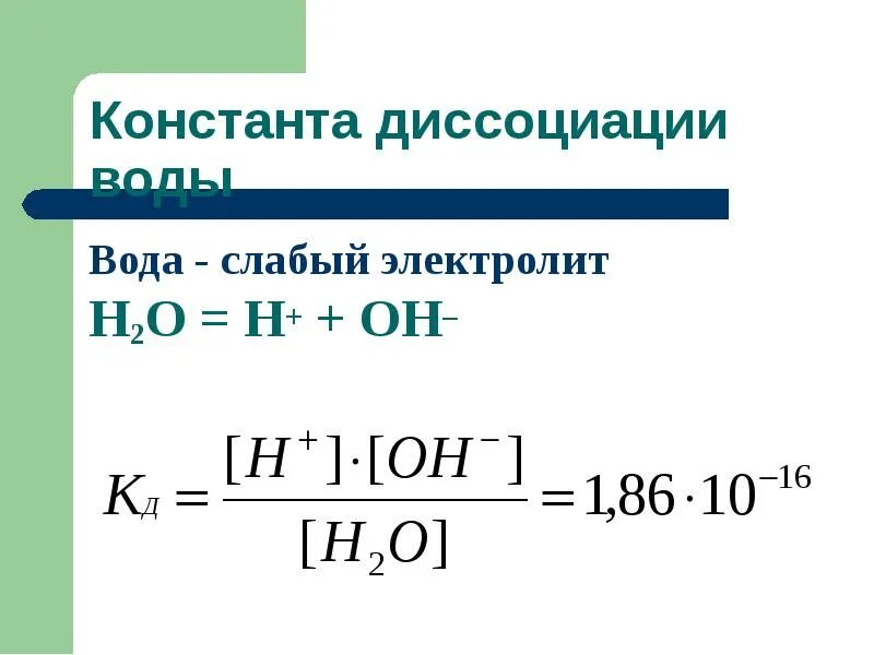 Вода слабый электролит