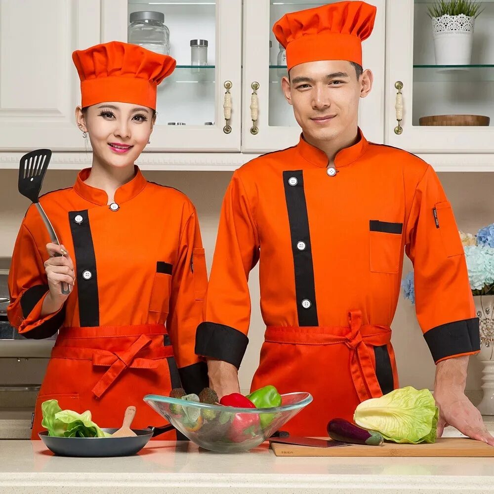 Купить форму повара. Спецодежда для поваров. Униформа для поваров. Оранжевая форма для поваров. Необычная форма у поваров.