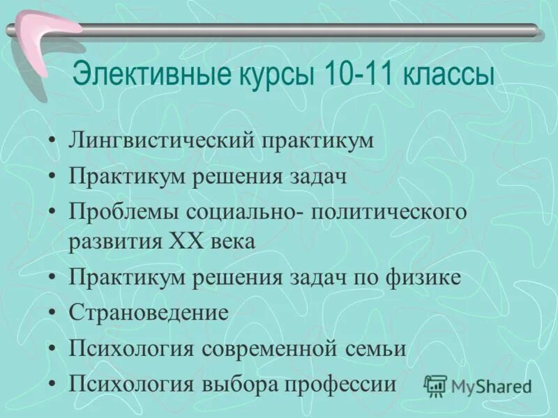 элективные курсы 10 класса