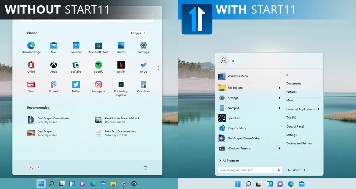 Stardock start. Start11. Windows 11 start. Windows 11 start menu.