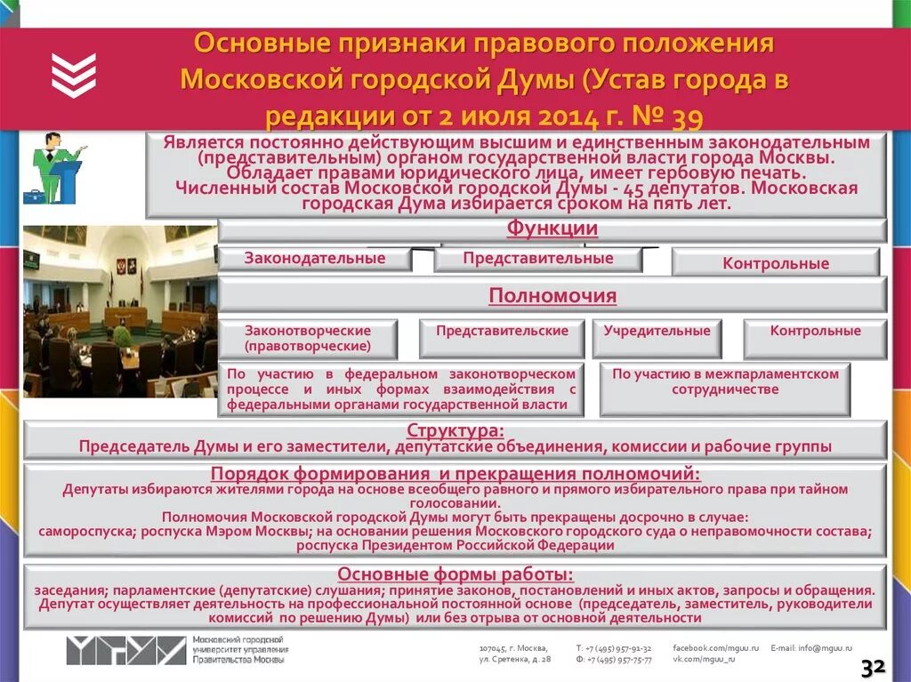 Срок полномочий депутата рф. Правовой статус Московской городской Думы. Полномочия городской Думы. Структура Московской городской Думы. Правовые акты городской Думы -это.