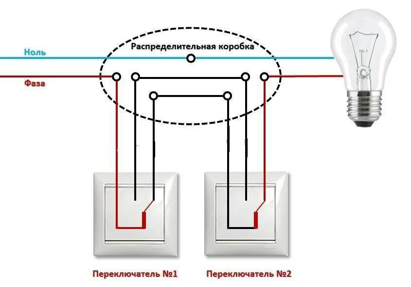 Проходные выключатели подключение 2 точек