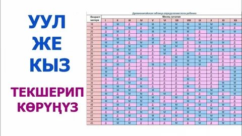 Пол ребенка 2023 зачатия таблица