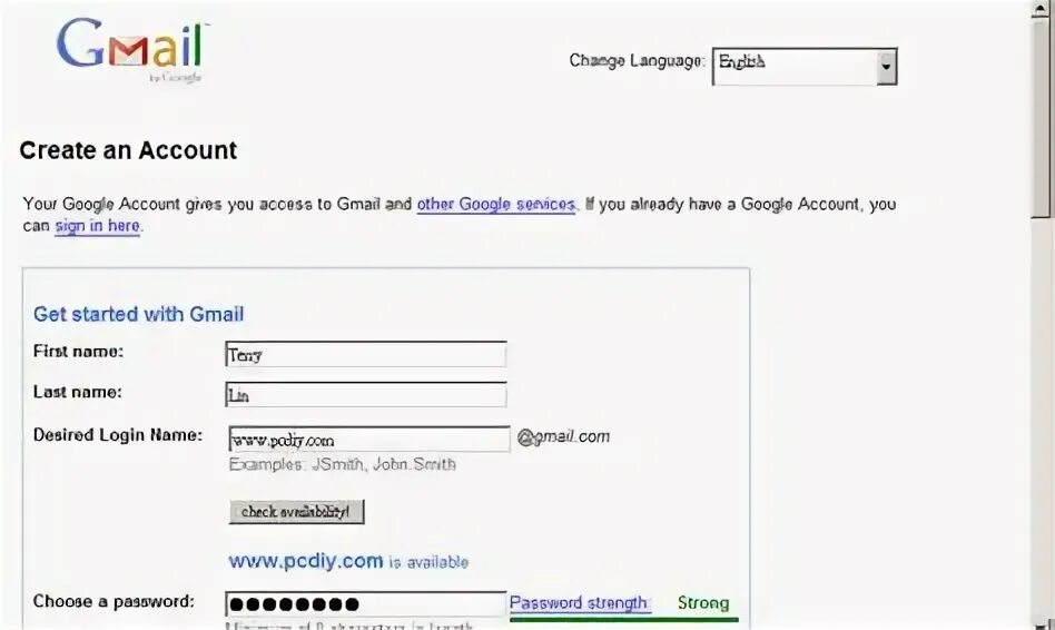 Gmail create email. Create new account.