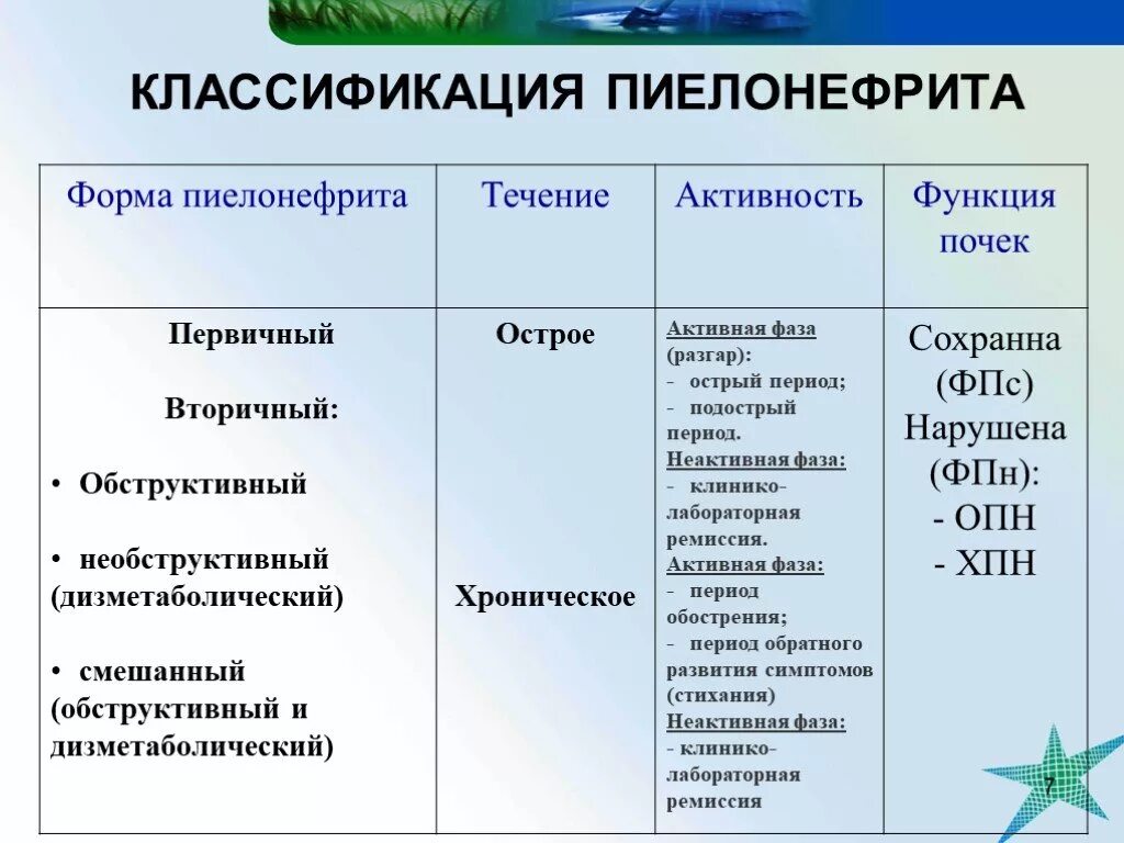 Периоды пиелонефрита