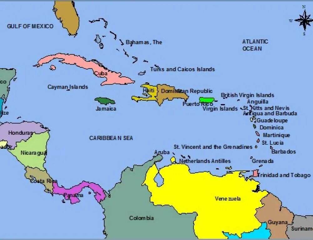 Карибский регион на карте. Островные государства Карибского моря. Карибский бассейн на карте Северной Америки. Острова Карибского бассейна на карте.
