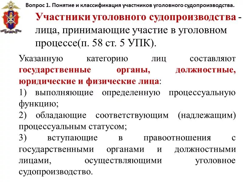 Процессуальное лицо в уголовном процессе