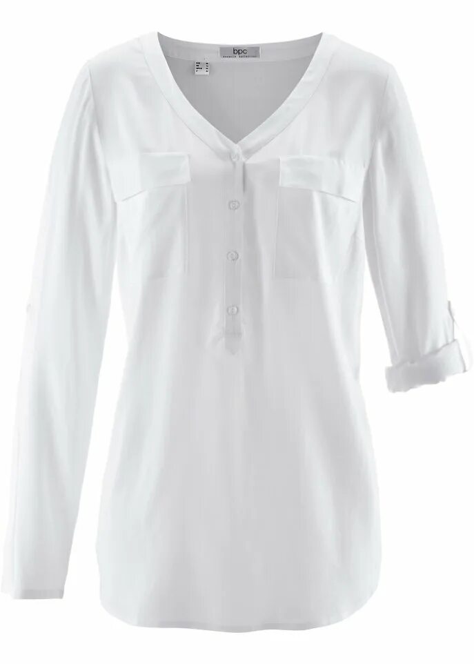 Bonprix блузка с v-вырезом. Рубашка женская Бонприкс белая. Белая блузка.
