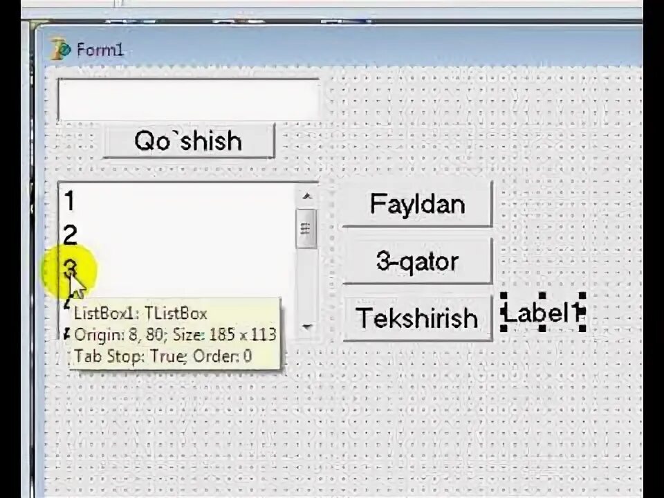 Combobox delphi. Listbox. listbox va combobox obyektlari.
