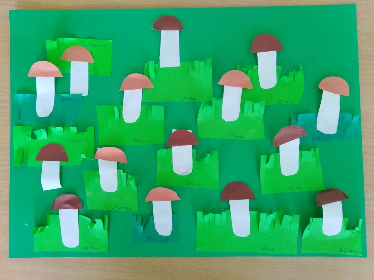 аппликация на лесной полянке выросли грибы в старшей группе. аппликация грибы в старшей группе. аппликация грибы в средней группе. аппликация «на лесной полянке выросли грибы» т. аппликация грибы на поляне.