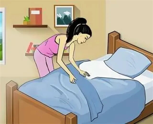 Не заправленная сыном постель. Заправленная кровать. Уборка постели. Картинка девочка заправляет кровать. Мама заправляет кроватку.