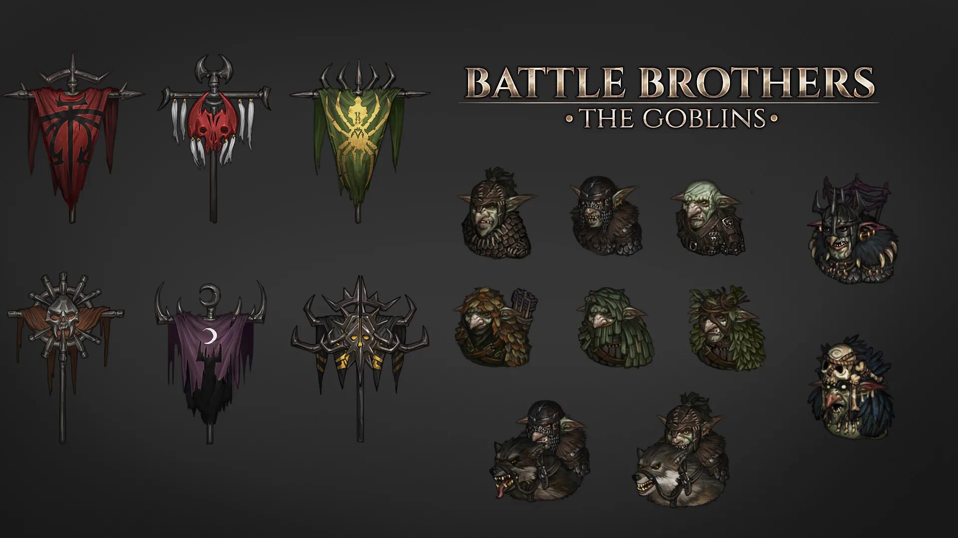 Bro editor. Battle brothers шлемы. battle brothers знамена. батл бразерс флаги. battle brothers гоблины.