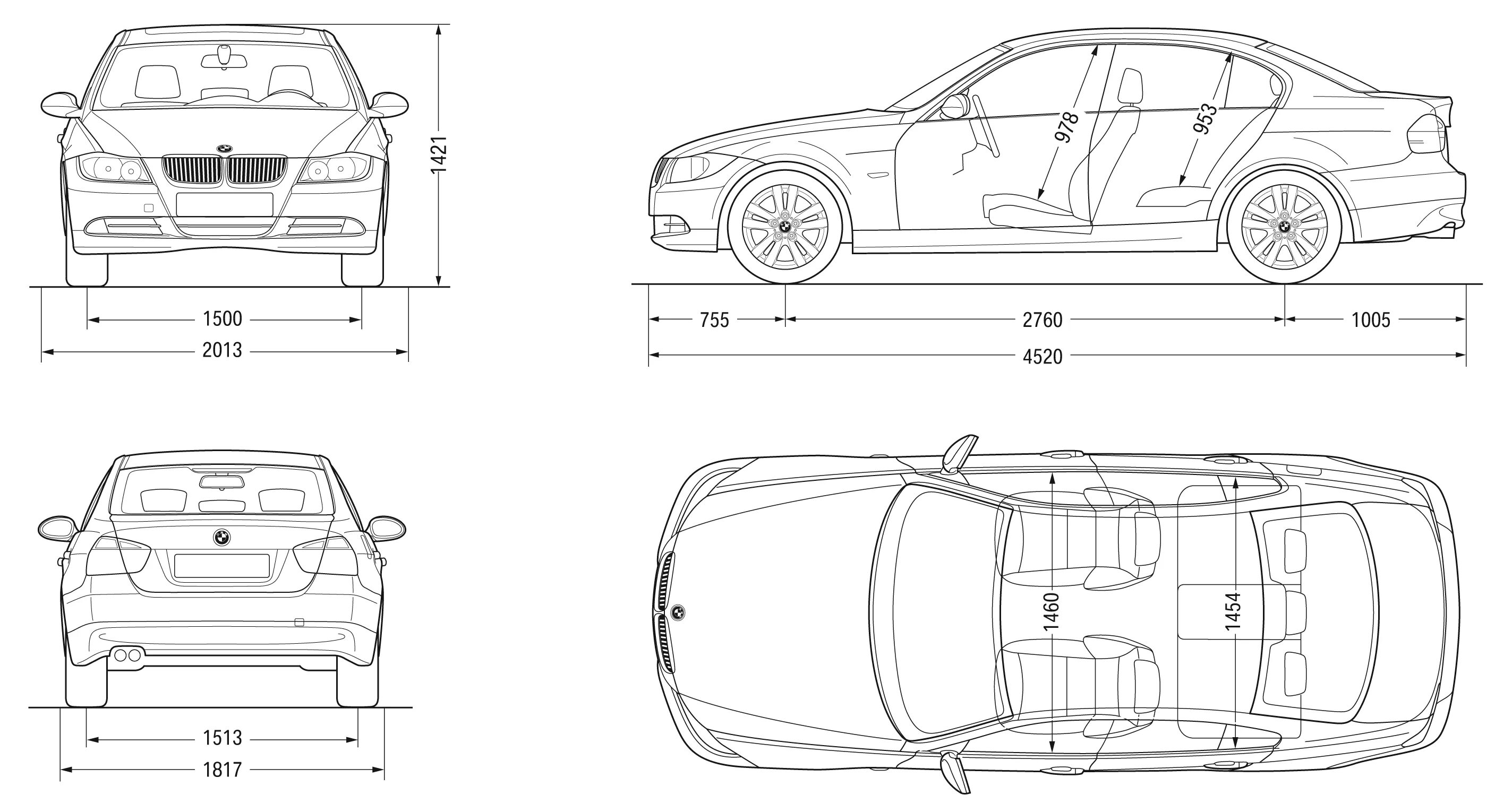 Размер 1 рисунки. Габариты БМВ е90. BMW 318i габариты. BMW e66 габариты. BMW 320i Coupe Blueprint.
