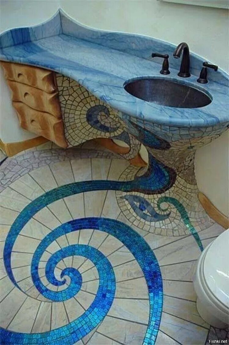 Сделать плитку своими руками ванной. Ванна в стиле Гауди. Раковина из мозаики. Раковина для ванной из мозаики. Отделать раковину мозаикой.