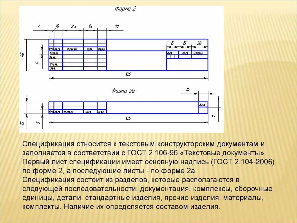 Спецификация основная надпись размеры