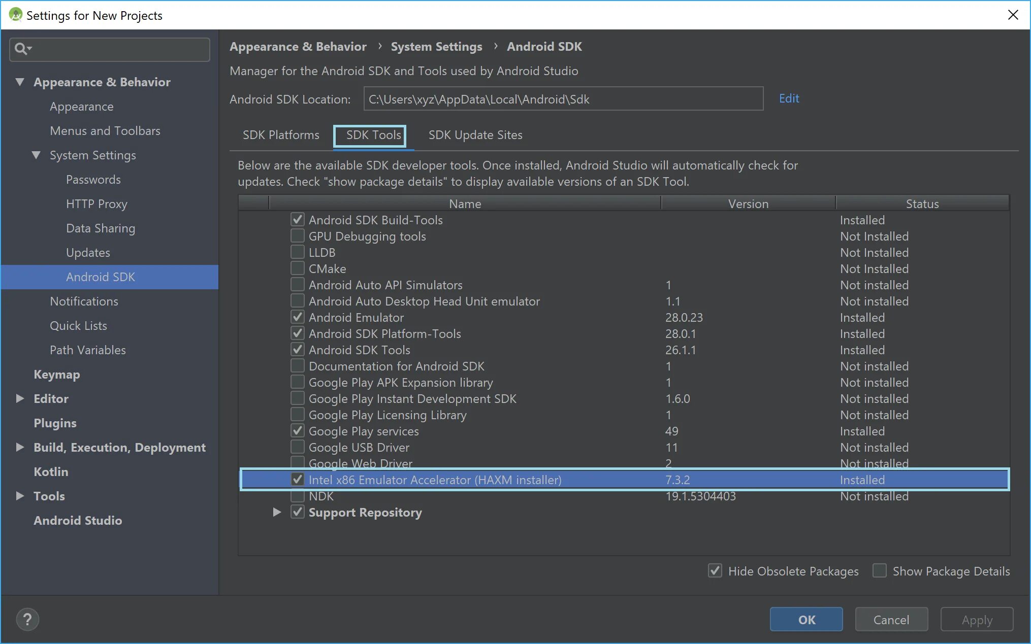Intel haxm is required. Intel haxm. sdk tools. haxm download. haxm.