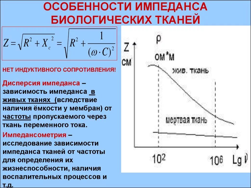 Как изменится мощность при изменении сопротивления. График зависимости импеданса живой ткани от частоты. График зависимости импеданса живой ткани организма от частоты. Составляющие электрического импеданса живых тканей. Частотная зависимость импеданса биологических тканей.