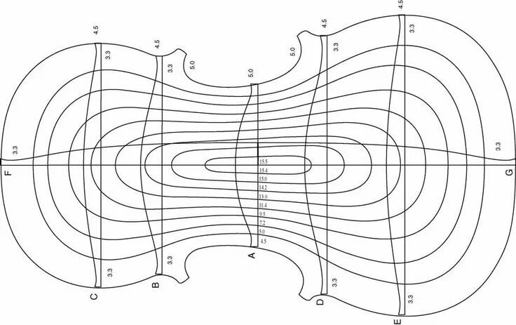 Technical Drawing of Bass Viola da Gamba by Ventura Linarol, Venice, 1582 Old mu