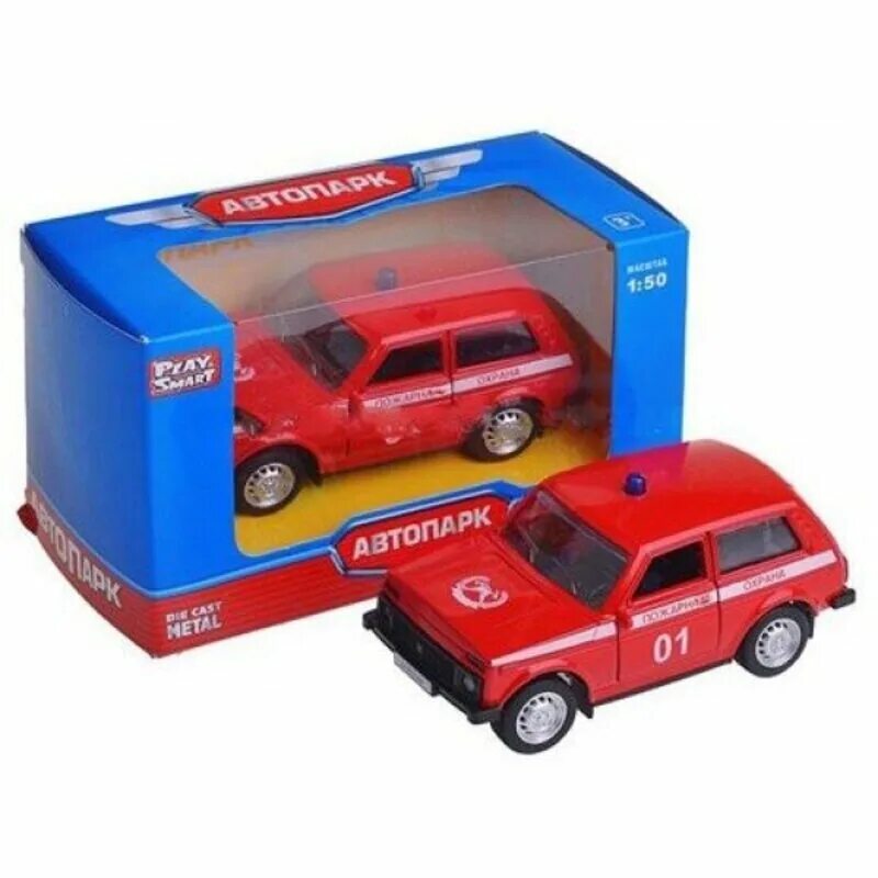 машинки автопарк металлические. модели автопарк. лада 2121 пожарная охрана. машина инерционная в1852506. , откр.
