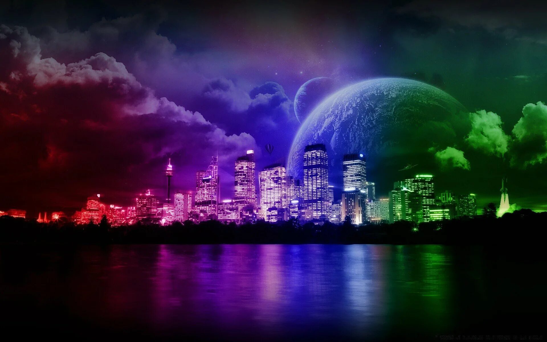 Живая природа города. Неоновый город. Город ночью. Фиолетовый город. Неоновый пейзаж.
