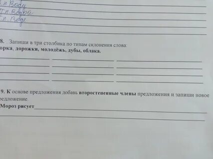 Запиши имена прилагательные в три столбика