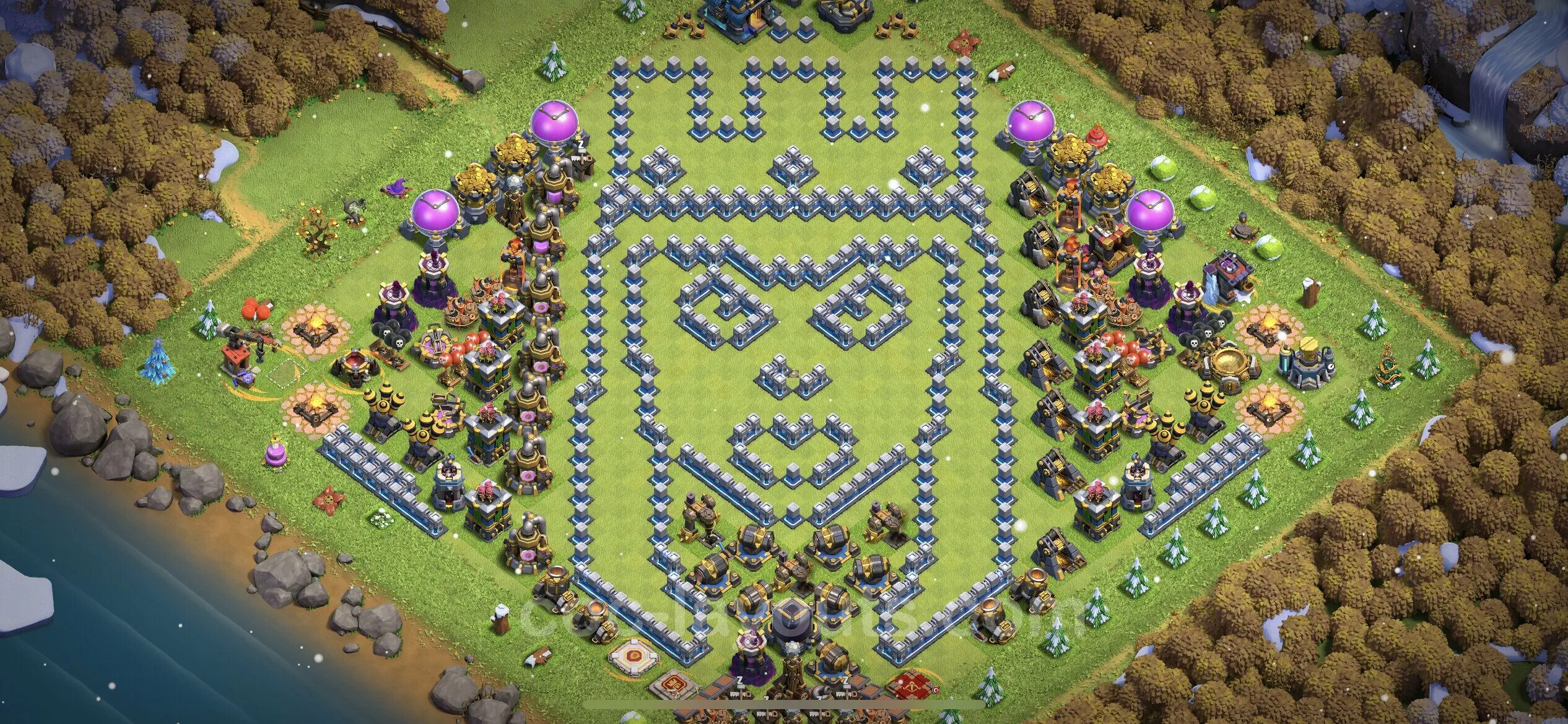 Клэш оф кланс 16 ратуша. 14 ратуша clash of clans. 13 ратуша в clash of clans. Ратуша клэш оф кланс. Расстановка 20 ратуша битва замков.