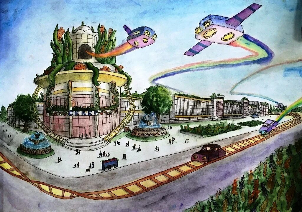 эскиз города будущего. город моей мечты.