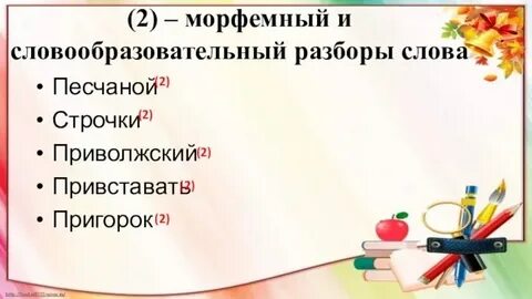 Разбор слова песчаный цифра 3