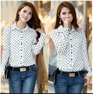 Модные блузки в горошек - 73 photo