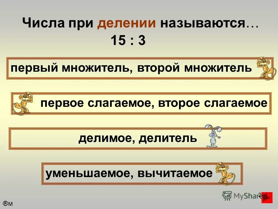 Число которое делят называется делимое