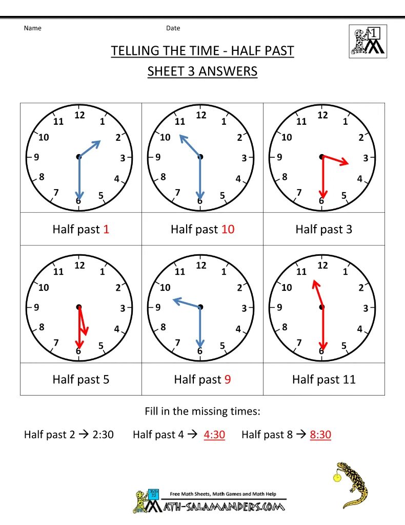 Telling the time worksheet