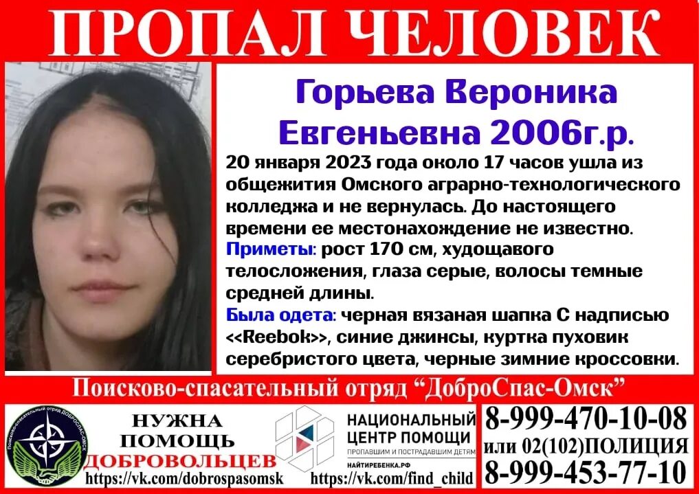 Про пропавшую девушку