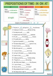 In on at worksheets