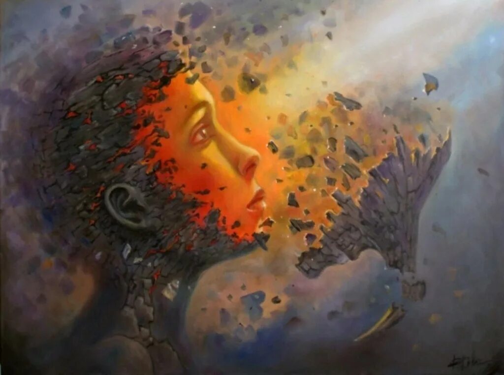 Сюрреализм эмоции. Человек на развалинах. Афоризмы. Жизнь разрушающая людей. Человек рассыпается.