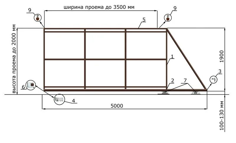 Высота ворот 2 м. Чертёж откатных ворот проём 5м. чертеж откатных ворот 3.5 метра направляющая. чертеж откатных ворот 4.5 метра. чертёж откатных ворот проём 6м.