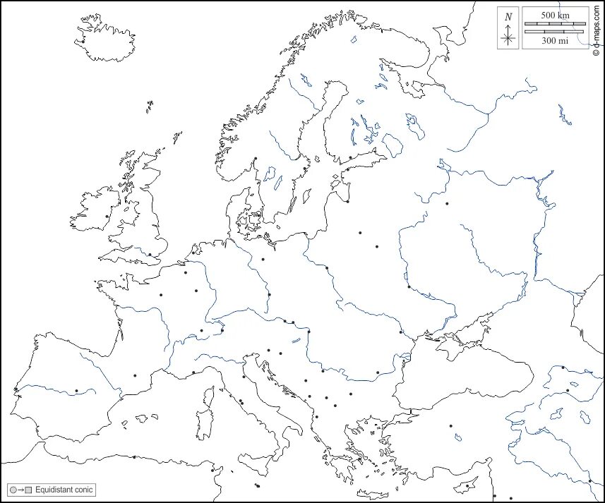 Контурная карта Европы без границ государств. Контурная карта Европы с реками. Политическая карта Европы контурная карта для печати. Карта Европы белая с реками.