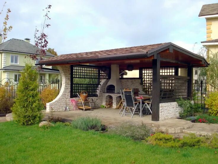 30 беседок и террас с мангалом, которые вам понравятся Backyard pavilion, Outdoo