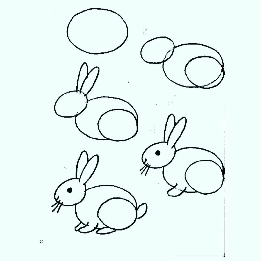 Нарисовать детские рисунки легко. Пошаговое рисование для дошкольников. Рисование животных для детей. Схема рисования животных для детей. Поэтапное рисование зайца.