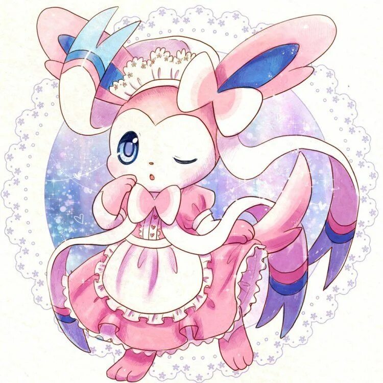 Покемон сильвеон. Покемон Eevee Sylveon. Сильвеон горничная. Сильвеон и иви.