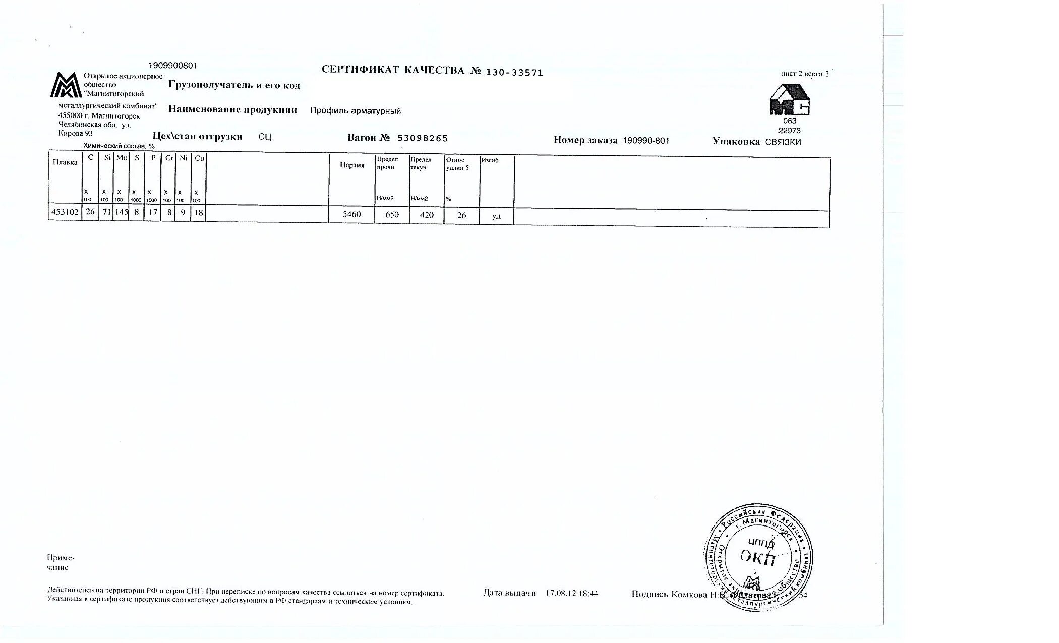 сертификат на 14