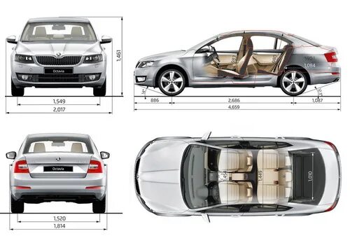 Skoda octavia габаритные размеры. Габариты Шкода а7. Skoda Octavia 2021 габариты. Skoda Octavia габариты салона.