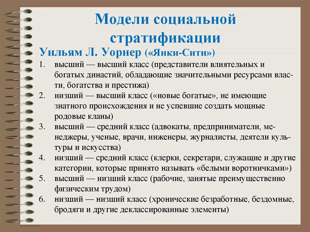 Классы в современных западных обществах. Социальная стратификация. Модели стратификации. Модели социальной стратификации. Модель стратификации Уорнера.