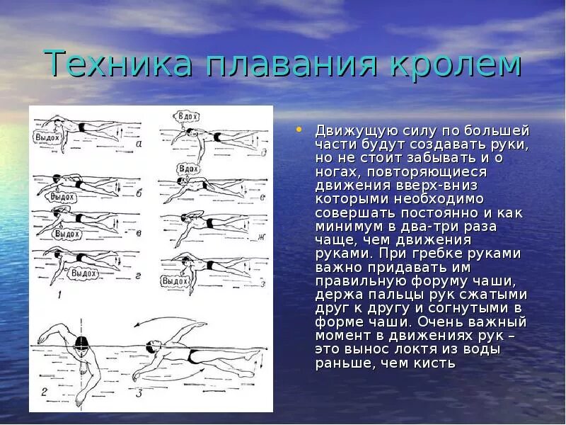 Какие движения происходят. Техника плавания кролем пошагово. Техника плавания «кролем» движение ног. Стиль плавания Кроль техника. Движение рук в плавании кролем.