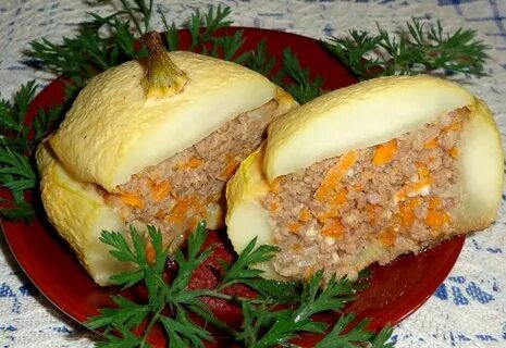 Патиссоны с грибами в духовке