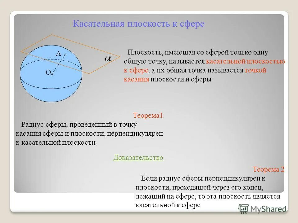 Сколько касательных можно провести через данную точку. Касательная плоскость к сфере. Теорема о касательной к сфере. Касательная плоскость к сфере доказательство. Касательной плоскости к сфере.