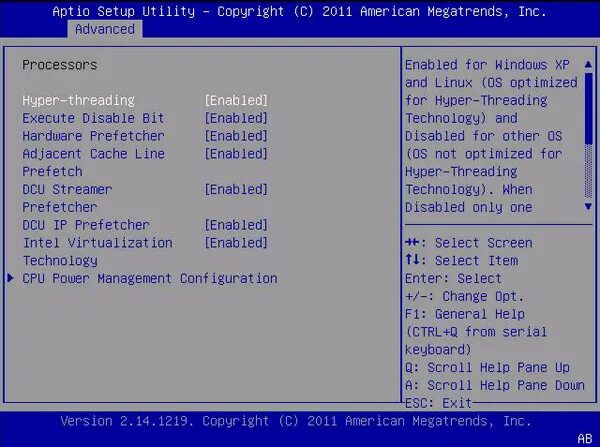 Настройка setup utility