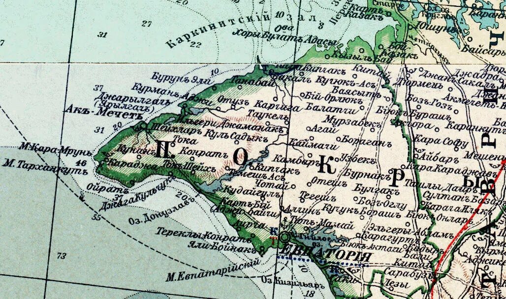 Крымские названия на татарском. Карта древних поселений Крыма. Евпаторийский уезд карта. Старинные карты Крыма с поселениями. Крым Таврическая Губерния.